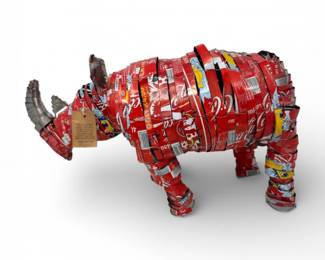 54 RecycledMetalRhinoSculptureSodaCanArtByBesmo