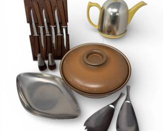 91 VintageMCMHallTeapotSteakKnivesScandinavianServers