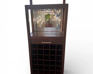 42 FloorStandingWineRackCabinetwMirrorBackGlassStorage