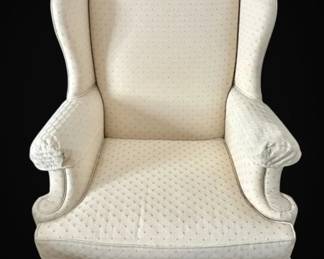 Sherrill Furniture Beige Upholstered Wingback Chair