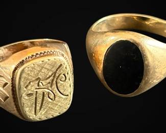12k 10k Gold Signet Rings 11.4g Total