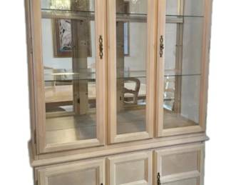 Blonde Wooden Lighted China Cabinet