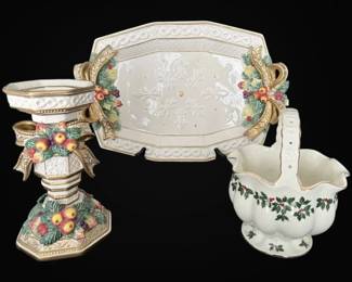 Fitz Floyd Snowy Woods Serving Platter, Candle Holder,  More