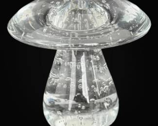 Controlled Bubble Art Glass Mushroom
