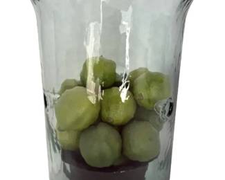 Glass Hurricane Candle Holder With Decorative Limes