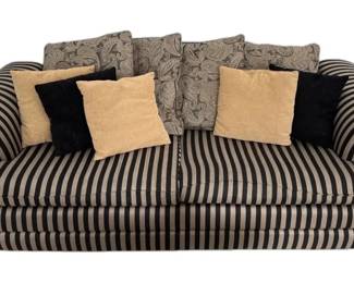 Black Tan Striped Sofa By River Chest