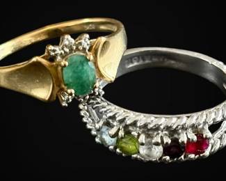 10k Gold Rings w Gemstone Accents 5.33g Total