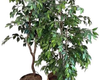 2 Artificial Trees In Baskets