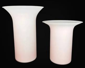 Cased Glass Pink To White Ombre Vases