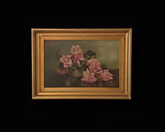 Still Life Pink Roses Oil Painting by B.S. Hayes