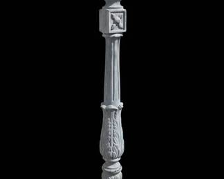 Vintage Cast Aluminum Pedestal Lamp Post with Acanthus Leaf and Square Panel Details