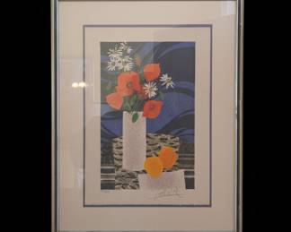 Poppies and Oranges Still Life Lithograph by J. Seery