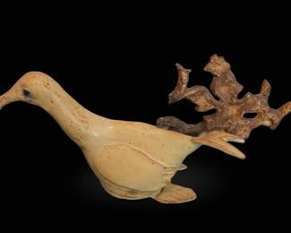Vintage Ceramic Duck with Metal Branch Sculpture