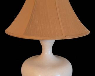 Mid Century Modern White Crackle Glaze Ceramic Table Lamp