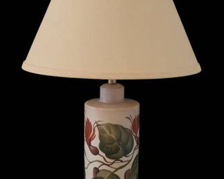 Vintage Hand Painted Porcelain Lamp with Floral Motif