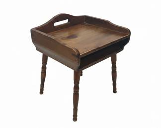 Vintage Wooden Tray Table with Storage Compartment