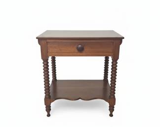 Antique Spool Turned End Table with Drawer