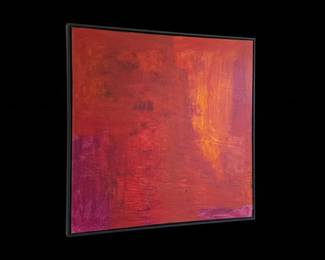 Abstract Expressionist Painting in Red and Yellow Tones