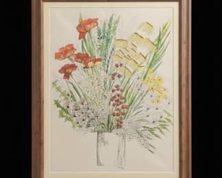 M.A. Tate Watercolor Floral Still Life, 1971