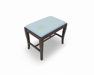 Wooden Stool with Striped Upholstery