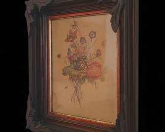 J.L. Prevost Botanical Floral Print in Ornate Carved Frame