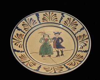 HB Quimper Faience Plate with Breton Couple