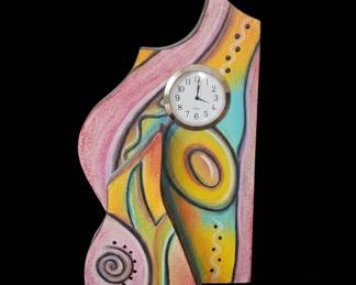Hand-Painted Abstract Art Desk Clock