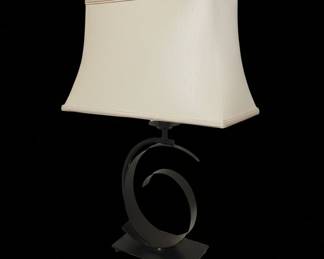 Modern Swirl Metal Table Lamp with Fabric Shade