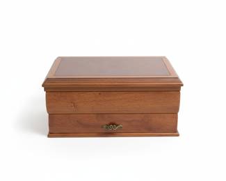 Vintage Wooden Jewelry Box with Burl Wood Inlay