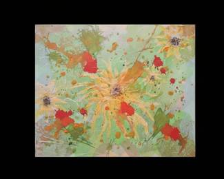 Abstract Floral Mixed Media Painting