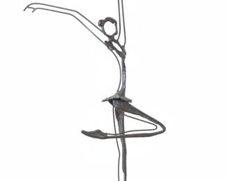 Brutalist Bronze Ballerina Sculpture in Giacometti Style