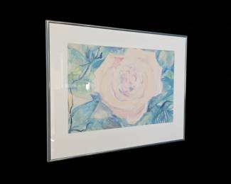 Watercolor Painting of a Pink Rose