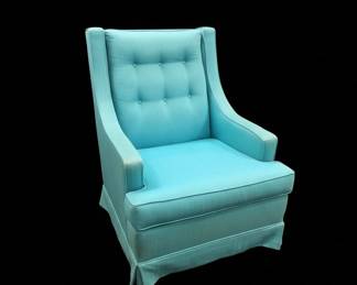 Mid-Century Modern Wingback Armchair in Teal Upholstery