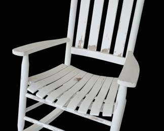 White Wooden Slat Back Rocking Chair - POLYWOOD Vineyard