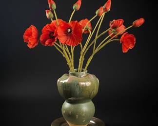 Vintage Ceramic Vase with Artificial Poppies