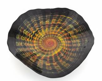 Hand Blown Glass Platter, Wall Mounted Hanging Glass Art