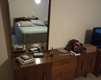 MCM Walnut Dresser with Mirror