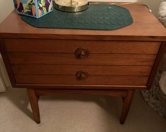 MCM Two Drawer Walnut Nightstand