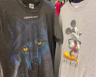 Vintage Hanes "Oklahoma" Wolf Graphic T-Shirt and Vintage Disney Mickey Mouse T-Shirt