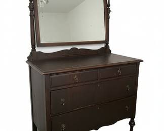 Victorian Walnut Dresser with Mirror