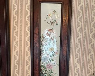 Chinese Famille Rose Porcelain Plaque in Wooden Frame