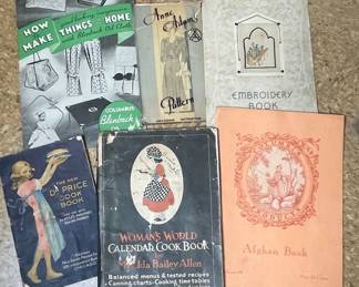 Collection of Vintage Cookbooks and Craft Books including Womans World Calendar Cook Book