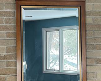 Wooden Framed Wall Mirror Vtg