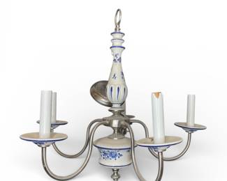 Delft Blue and White Porcelain Chandelier