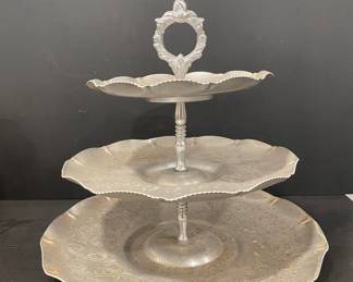 Three-Tiered Aluminum Serving Tray 