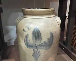 Stoneware Crock with Floral Motif and Two-Tone Mixing Bowl