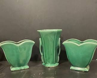 McCoy Pottery Green Art Deco Vases