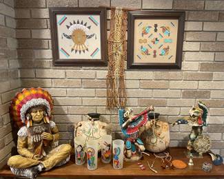 Native American Chief Figurine Collection with Themed Decor