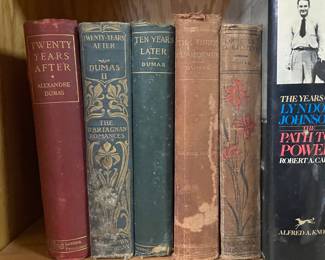 Collection of Vintage Alexandre Dumas Novels and "The Years of Lyndon Johnson: The Path to Power"