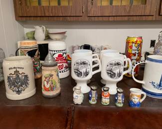 Collection of Beer Steins and Souvenir Mugs